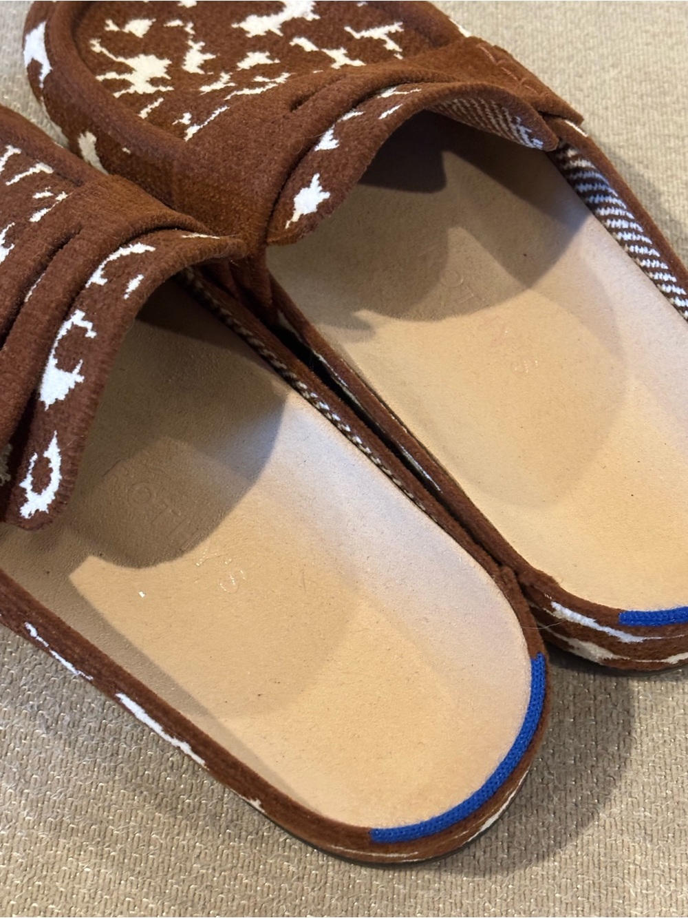 Women’s Rothy’s Brown & White Cow-Print Slip-On Shoes - Picture 6 of 8
